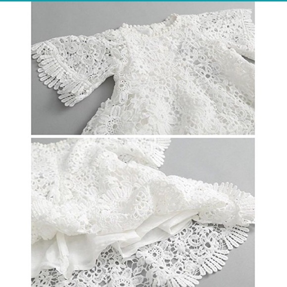 New! Angel Toddler Girls Flare Sleeve Lace Dress - Picture 2 of 2